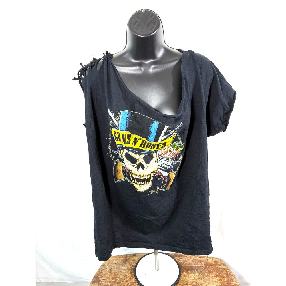 Guns N Roses Distressed Cut Up T Shirt Black Rock Band